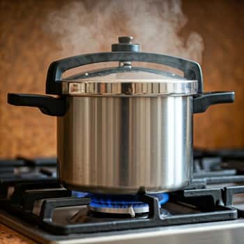 pressure cooker cooking on gas