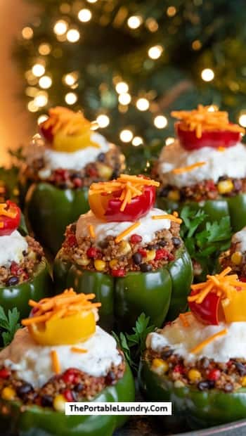 Christmas Tree Stuffed Bell Peppers-served