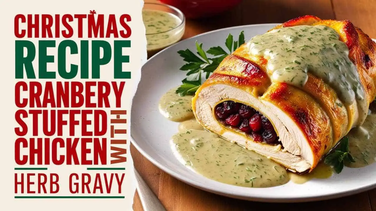 Cranberry Stuffed Chicken With Herb Gravy (Christmas Recipe)-featured