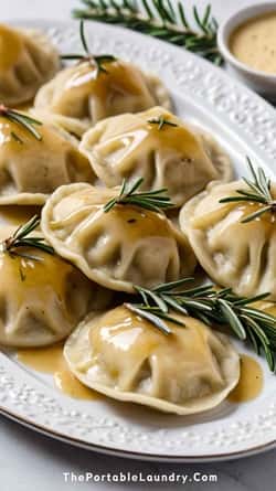 Herbed Mushroom And Chestnut Pierogi With Butter For Christmas - completed