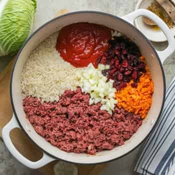 Ingredients Required For Stuffed Cabbage Rolls With Cranberry Infused Golabki