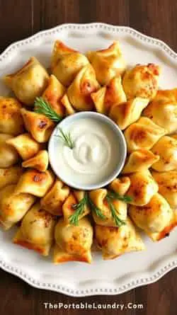 Kielbasa-Stuffed Pierogi Wreath with Creamy Horseradish Dip