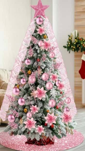 pink christmas tree decor-completed