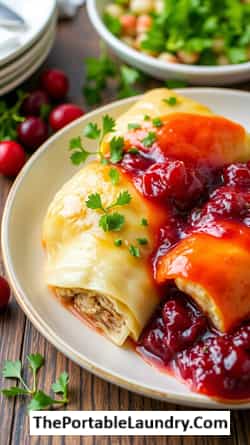 Polish Golabki With Cranberry Sauce For Christmas