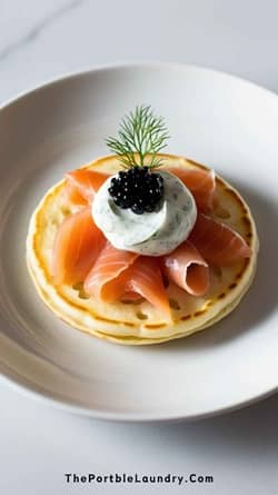 Smoked Salmon and Dill Blinis with Caviar and Sour Cream-finished