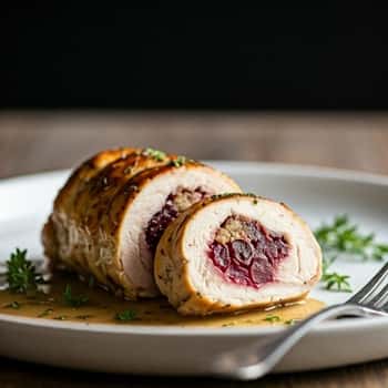 Step-by-Step Instructions To Make Cranberry Stuffed Chicken Roulade With Herb Gravy