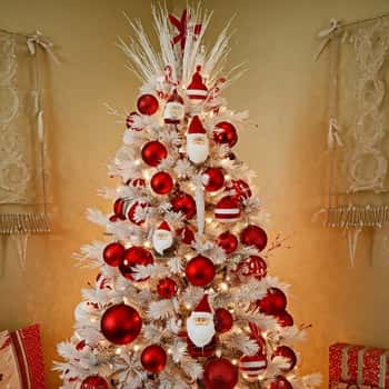 Whimsical Red and White Wonderland Christmas Tree