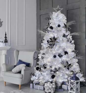 white christmas tree decor - completed