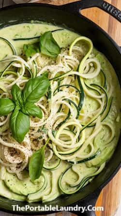 Avocado Alfredo with Zucchini Noodles for dinner-completed