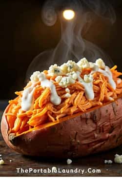 Buffalo Chicken Stuffed Sweet Potato Boats