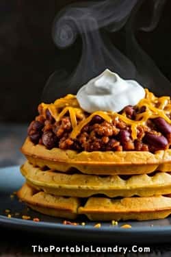 Chili Cheese Cornbread Waffles