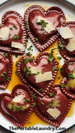 Instructions To Make Ravioli with Beet Pasta Dough For Valentines Day