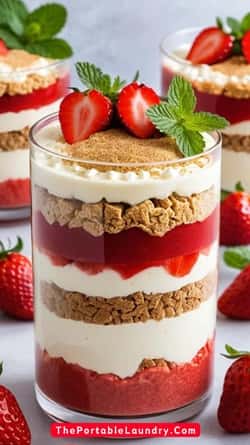 Instructions To Make This No-Bake Strawberry Cheesecake Cups Valentines Dessert Recipe