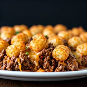 Korean BBQ Beef and Kimchi Tater Tot Bake-completed