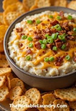 Loaded Baked Potato Dip with Pretzel Chips