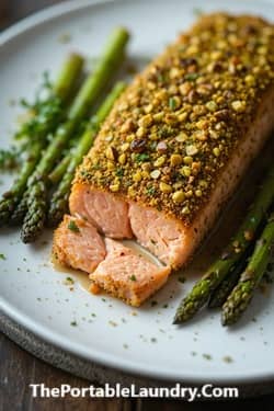 Pistachio-Crusted Salmon with Asparagus