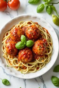 Turkey Meatballs in Zucchini Noodle Marinara