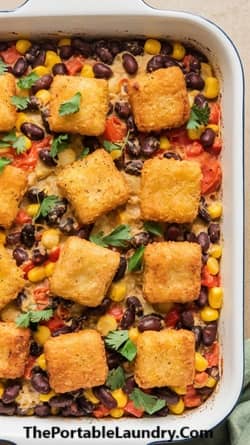 Vegan Southwest Tater Tot Hotdish-completed