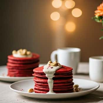 red velvet pan cakes-served for two