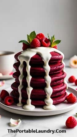 red velvet pancake-served