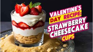 valentines day recipe Strawberry cheesecake cups-featured