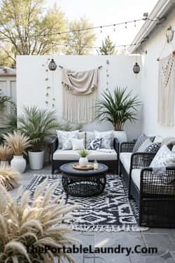 10. Modern-Boho Monochrome Patio