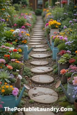 10. Watering Can & Flower Pot Path