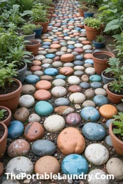 14. Plant-Pot Mosaic Walkway