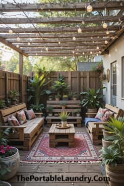 16. Eco-Chic Boho Patio with Recycled Materials