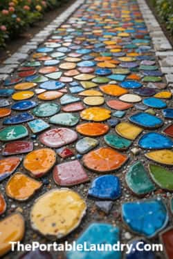 2. Upcycled Plate Mosaic Path