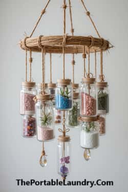 20. Spell Jar Chandelier with Color-Coded Intentions