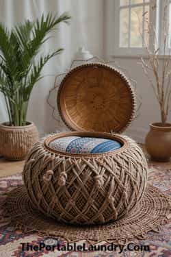 22. Boho Witchy Floor Poufs with Hidden Storage