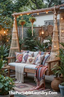 23. Boho Patio Swing Haven