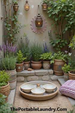 25. Boho Patio with an Herb Spa Nook