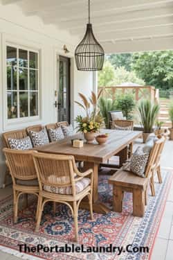 28. Rustic-Boho Farmhouse Patio