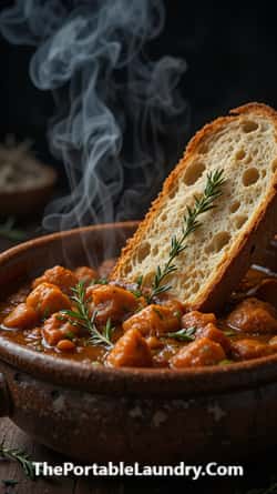 beef stew being served