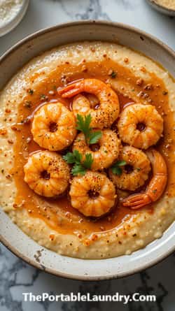 Cajun Shrimp and Grits dinner-served