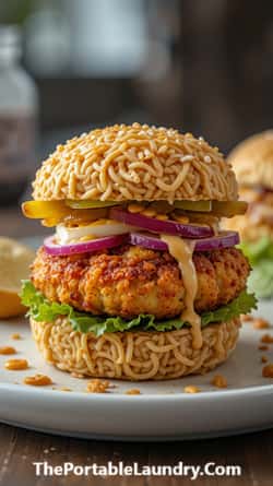 Chicken Katsu Ramen Burger - A Rebellion on Your Plate-served