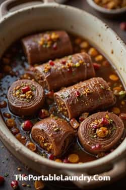 Dried Apricot and Pistachio-Stuffed Beef Rolls