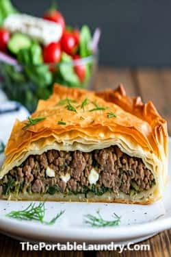 Greek Ground Beef Phyllo Pie