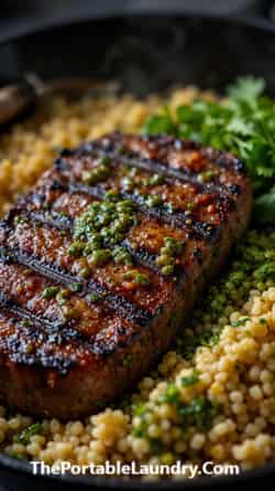 Grilled Steak and Chimichurri Bowls-served