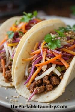 Ground Beef Tacos with Asian Slaw