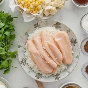 Ingredients for the Sweet Corn Chicken Rice Bowl