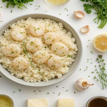 Ingredients required for Pan-seared scallops with lemon herb sauce