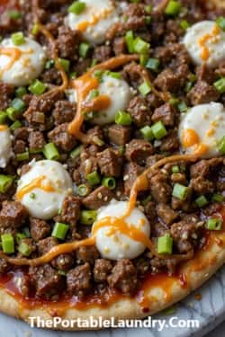 Korean BBQ Ground Beef Pizza