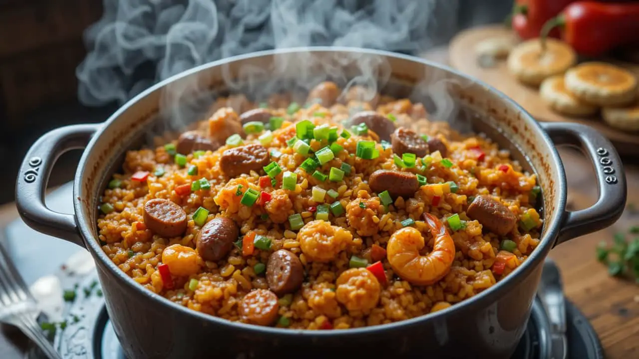 Mardi Gras Creole Jambalaya One Pot Dinner Idea-featured