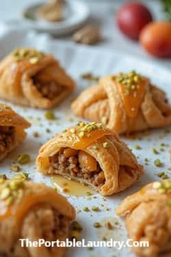 Mediterranean Ground Beef and Fresh Apricot Sambousek with Rose Water