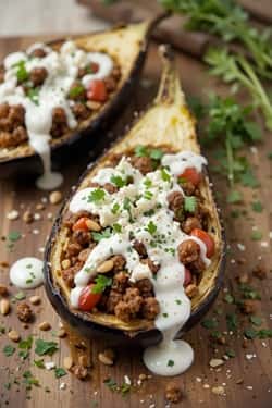 Mediterranean Stuffed Eggplant Boats