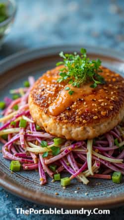 Plating Sesame Ginger Salmon Patties Like a Pro-served