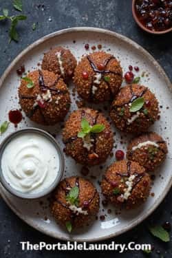 Pomegranate-Studded Beef Kibbeh with Date Molasses Drizzle